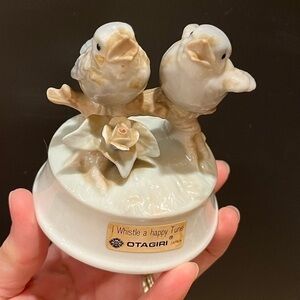Otagiri Little Blue Birds Music Box ~ I Whistle a Happy Tune Made in Japan